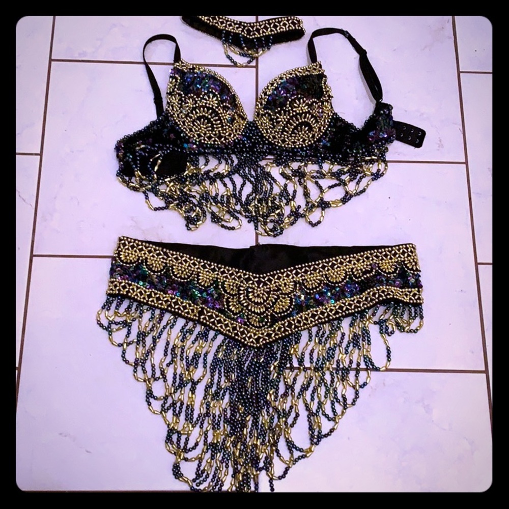 SOLD-Bellydance/Samba Bra, Belt, necklace Set